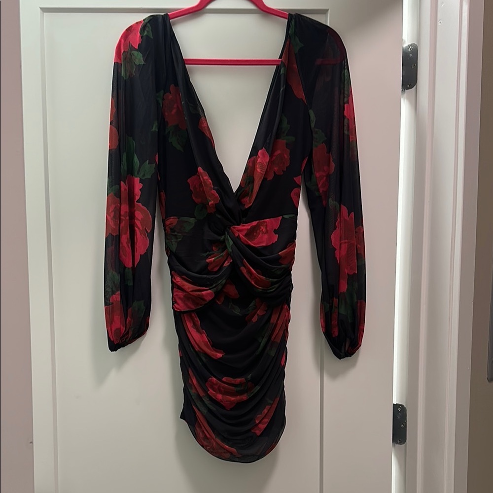 ASOS Black and Red Floral Mini Dress